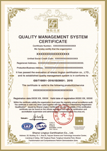 CNAS質(zhì)量管理體系認證證書ISO9001認證英文版