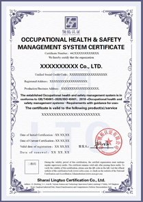 職業健康安全管理體系認證證書英文版